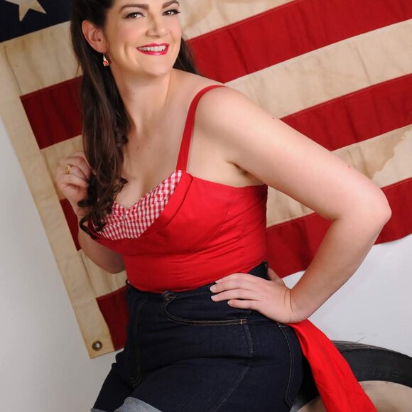 Trashy Diva Lena Blouse Red Poplin Gingham Size 12 - Picture 6 of 6